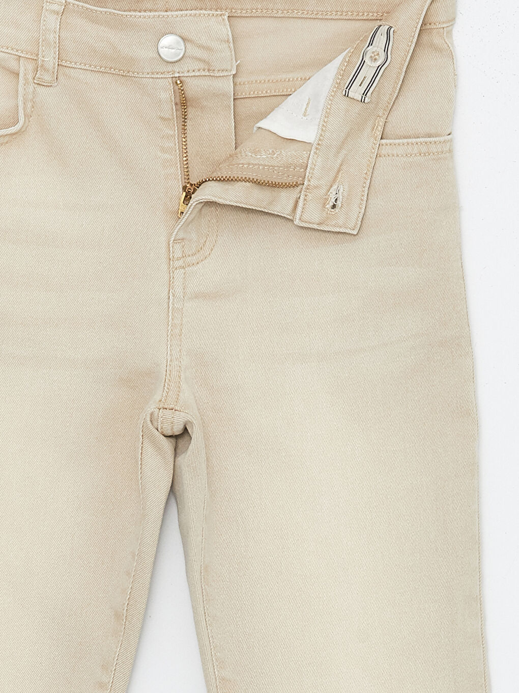 Bej Beli Ayarlanabilir Lastikli Erkek Çocuk Jean Pantolon-2