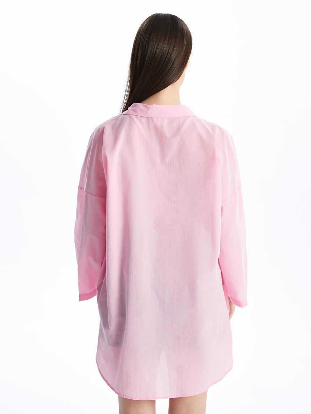 Shirt Collar Straight Long Sleeve Women's Beach Dress -S49979Z8-FGW