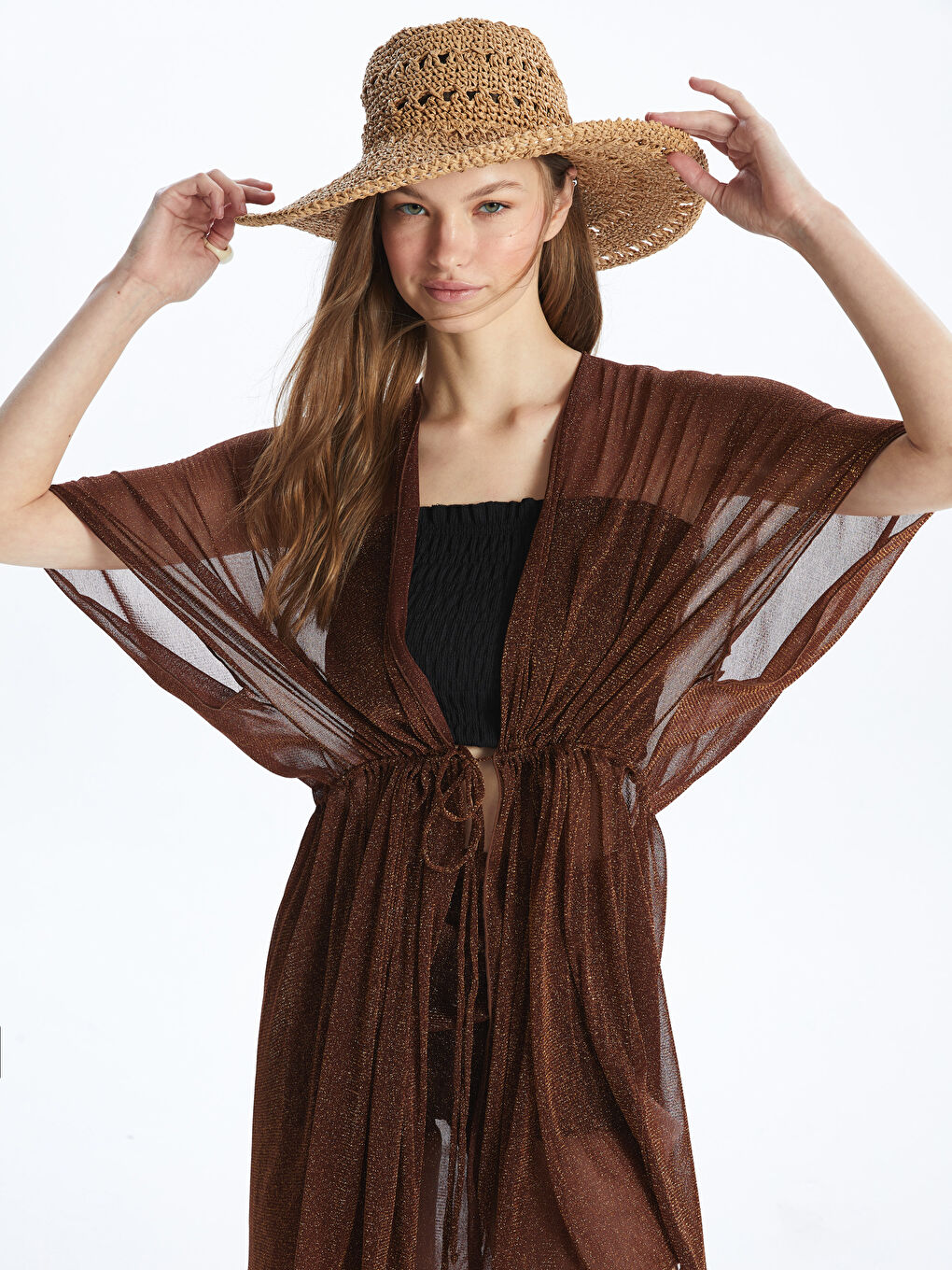 Shawl Collar Shiny Look Women's Kimono -S49983Z8-VKH