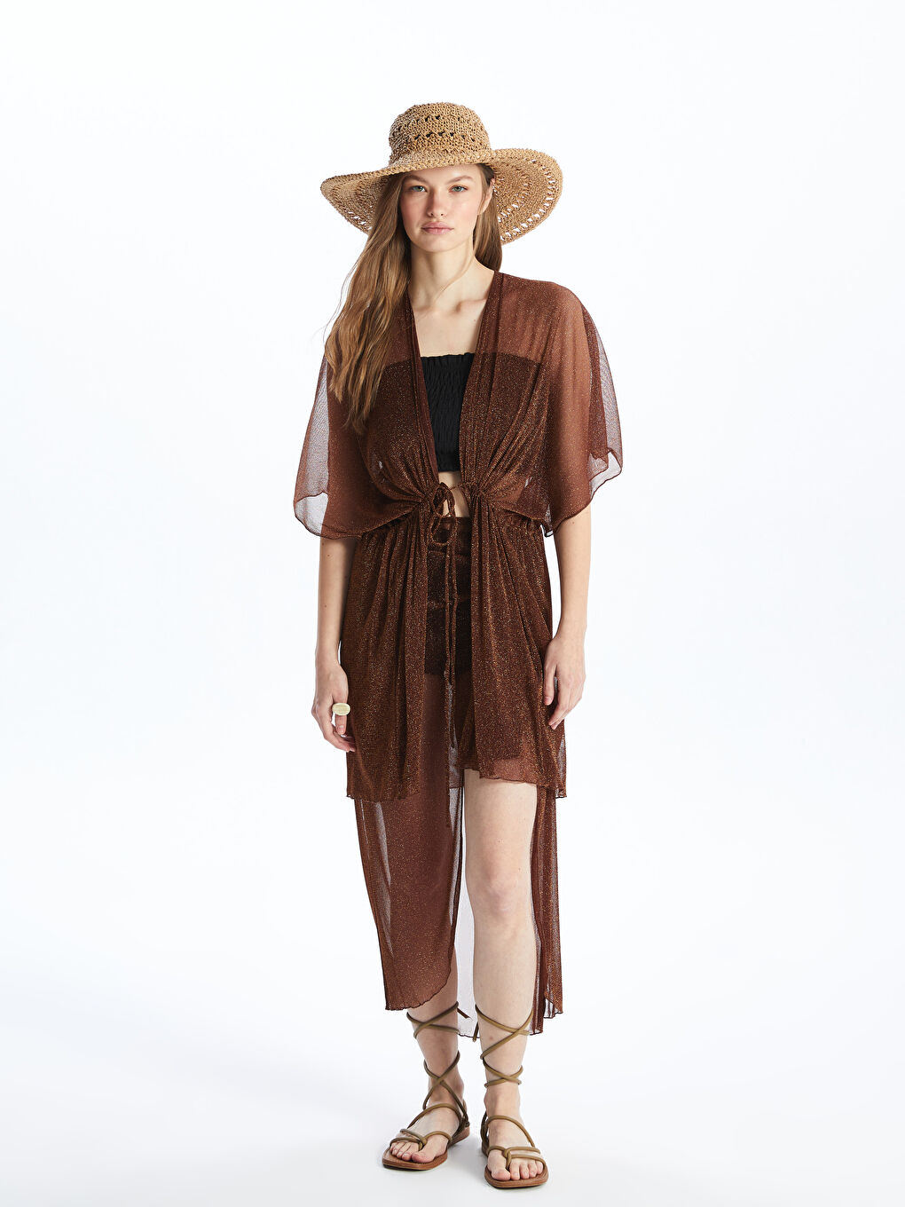 Shawl Collar Shiny Look Women's Kimono -S49983Z8-VKH