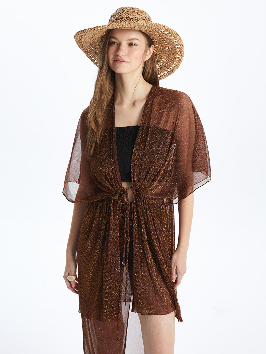 Shawl Collar Shiny Look Women's Kimono -S49983Z8-VKH
