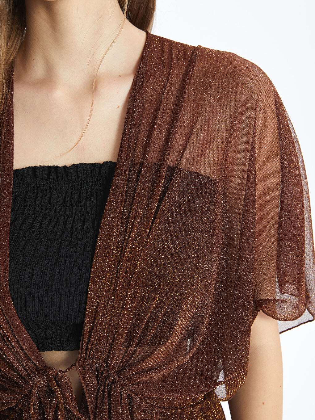 Shawl Collar Shiny Look Women's Kimono -S49983Z8-VKH