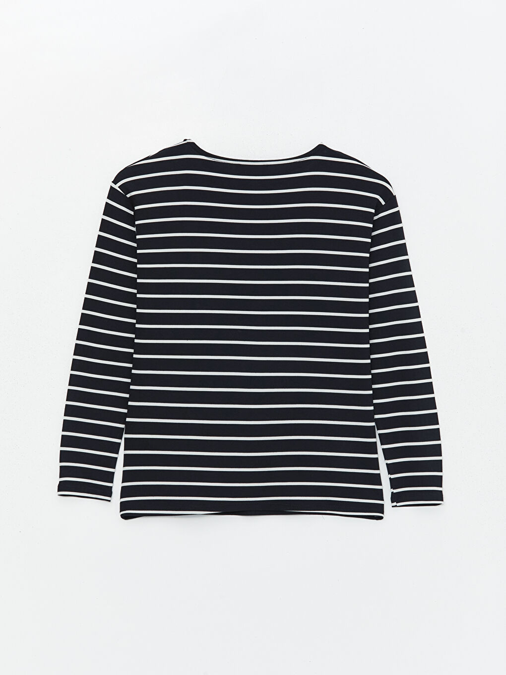 تي شيرت كم طويل مخطط بياقة دائرية للسيدات-6