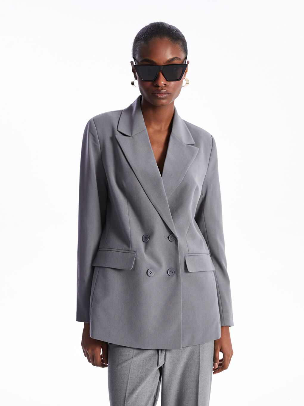 LCW Vision Plain Long Sleeve Women's Blazer Jacket -S4AA03Z8-VY2
