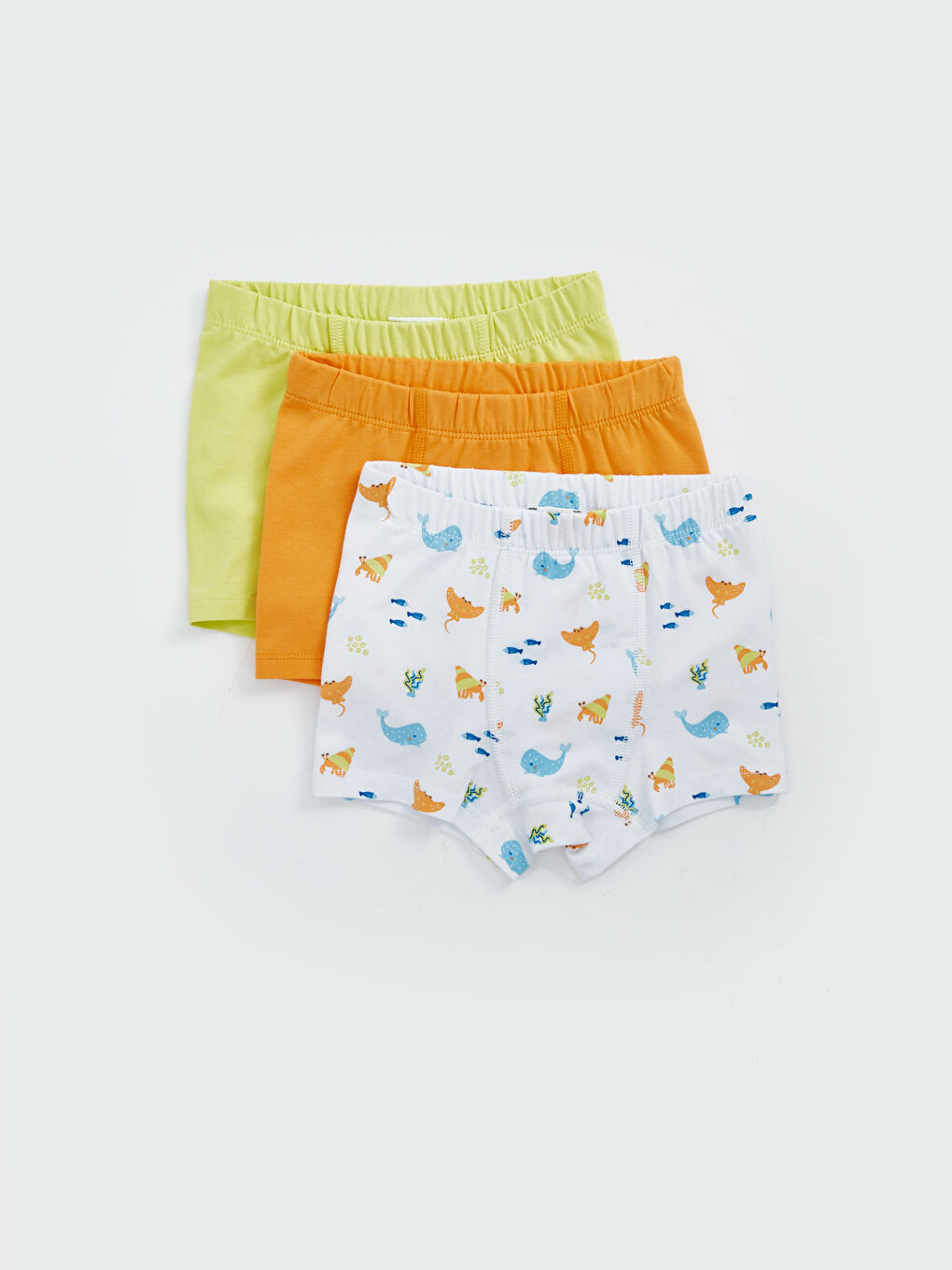 LCW baby Ekru Beli Lastikli Baskılı Erkek Bebek Boxer 3'lü