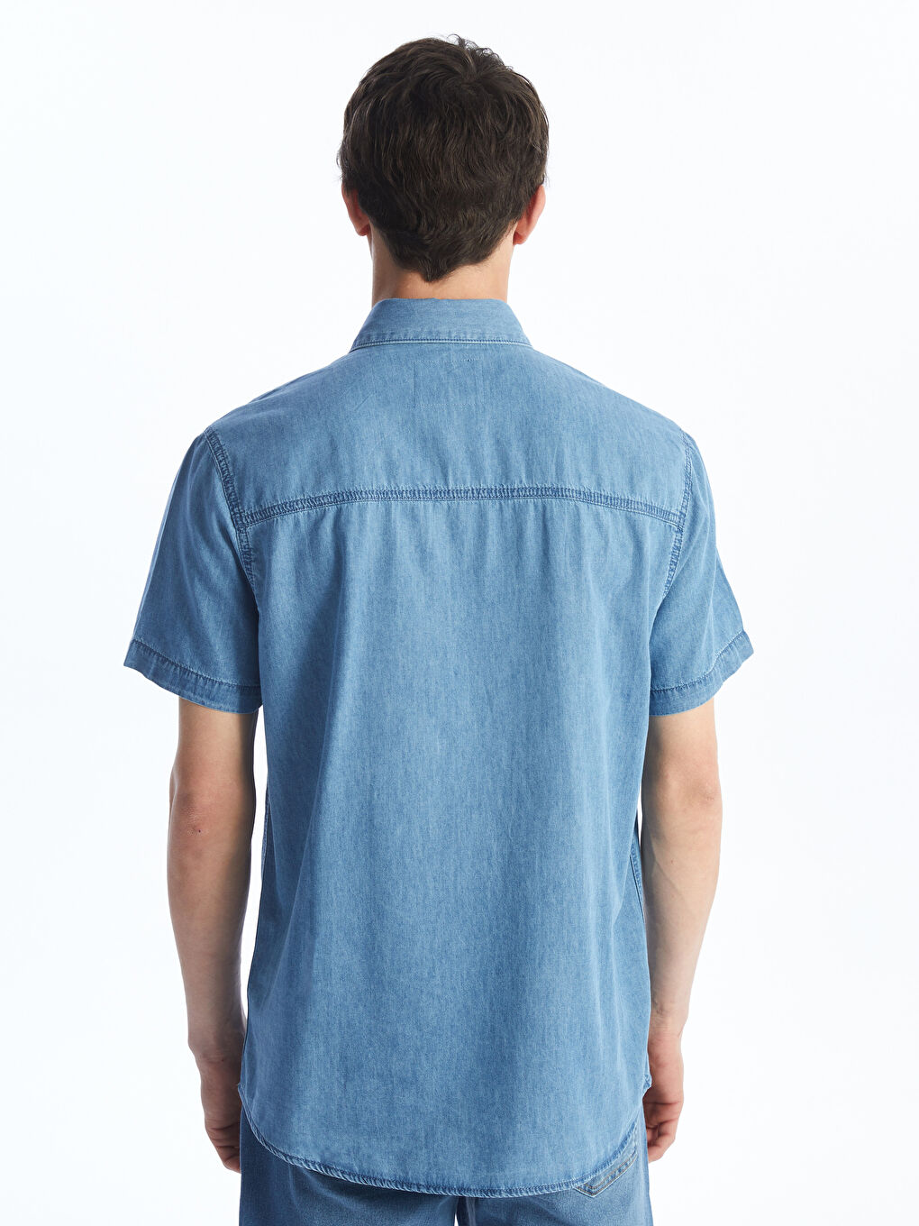 Regular Fit Short Sleeve Men's Denim Shirt -S4AA52Z8-H45