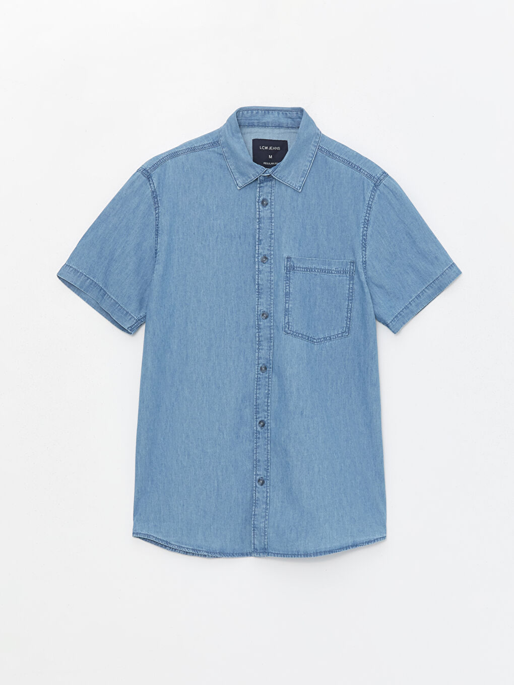 Regular Fit Short Sleeve Men's Denim Shirt -S4AA52Z8-H45