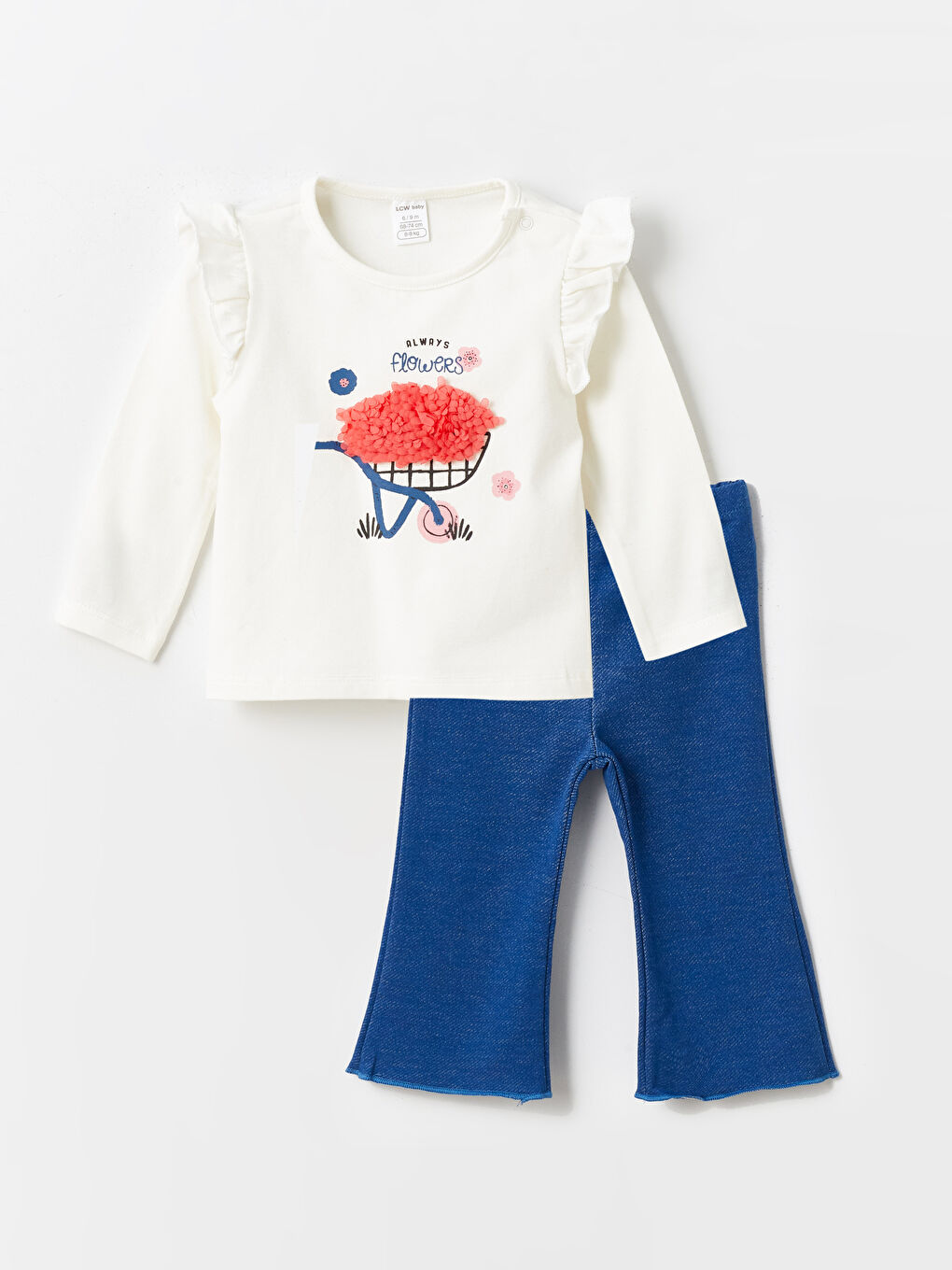 Crew Neck Long Sleeve Printed Baby Girl Blouse and Leggings Trousers 2-Piece Set -S4AB57Z1-FDU