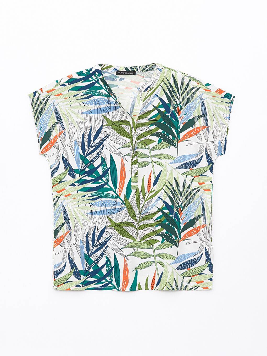 Notch Neck Patterned Short Sleeve Women's Blouse -S4AB61Z8-F9C