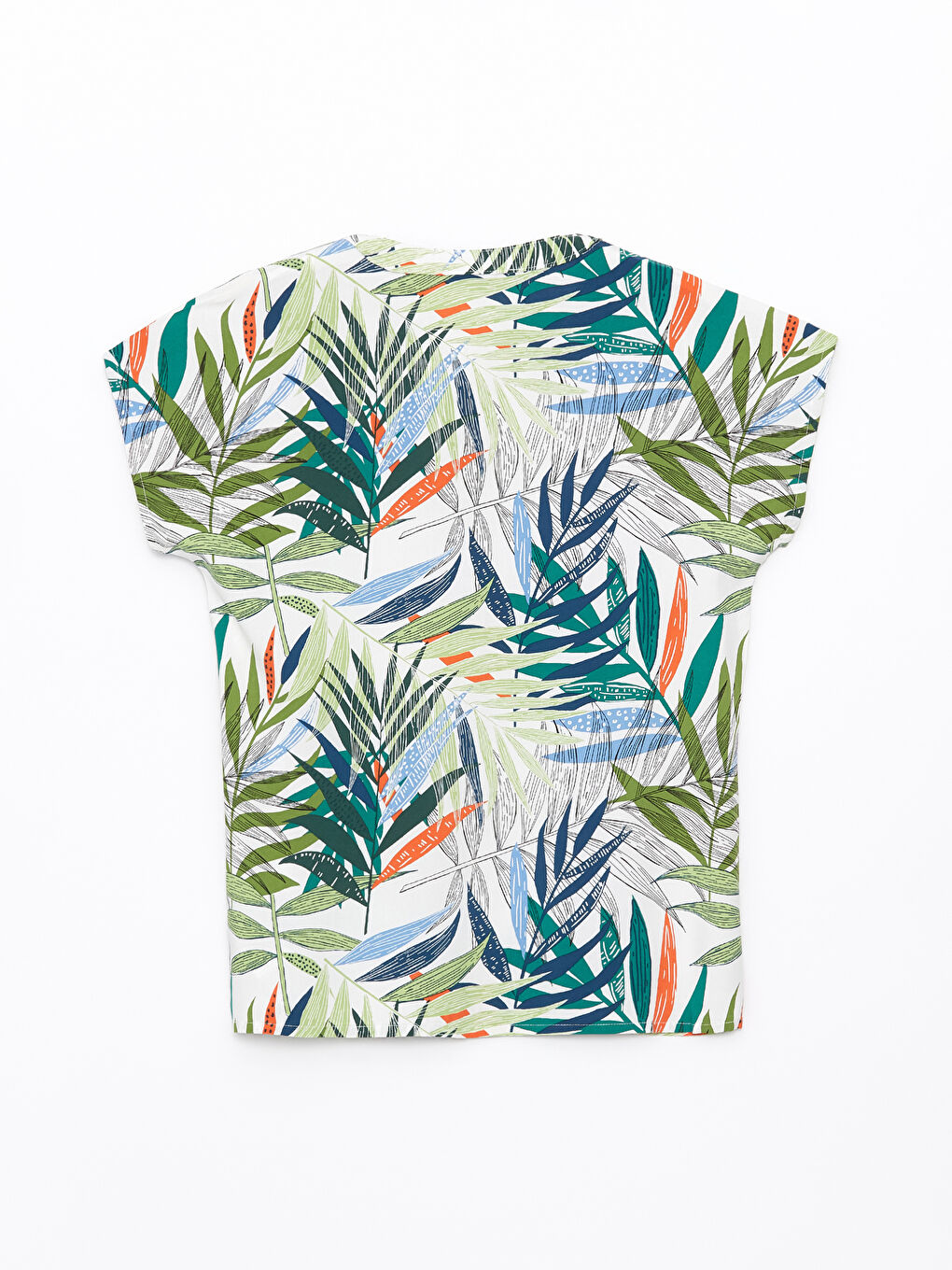 Notch Neck Patterned Short Sleeve Women's Blouse -S4AB61Z8-F9C