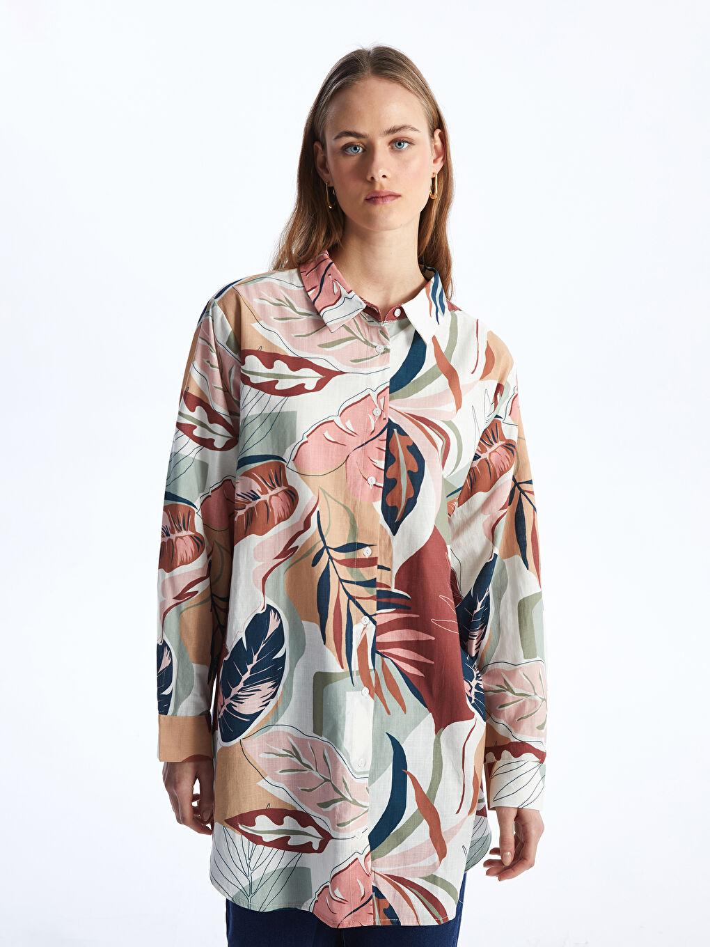 Patterned Women's Shirt Tunic -S4AB66Z8-LR3