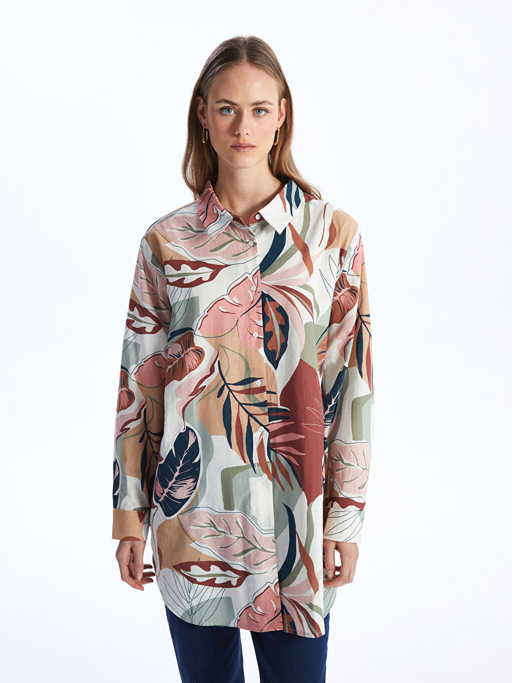 Patterned Women's Shirt Tunic -S4AB66Z8-LR3