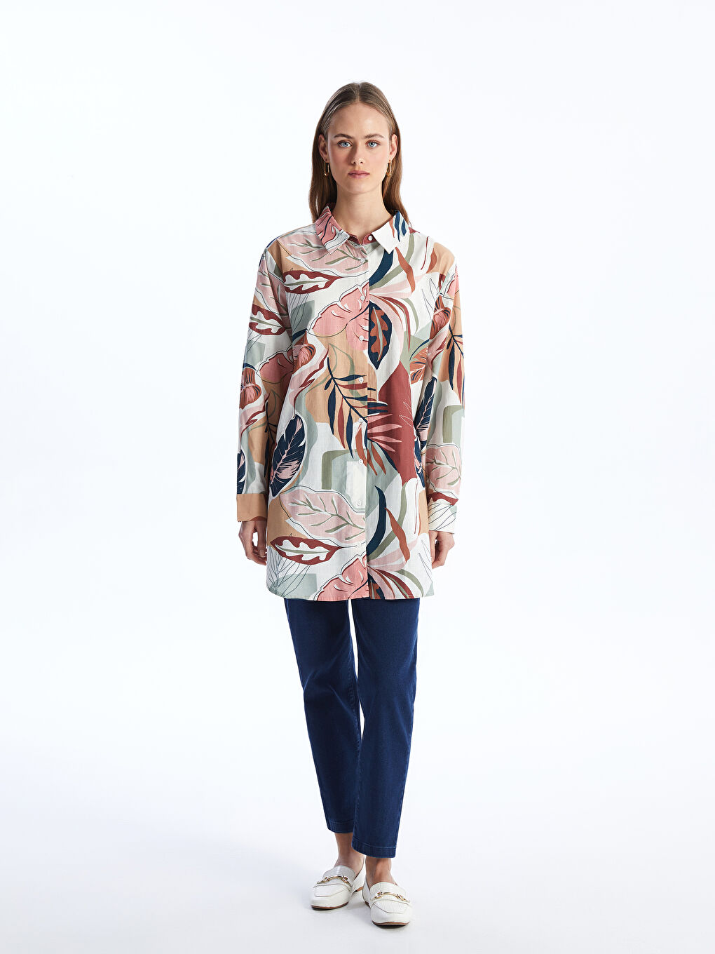 Patterned Women's Shirt Tunic -S4AB66Z8-LR3
