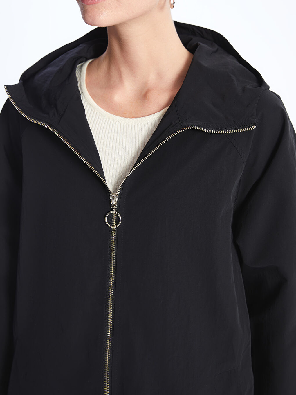 Hooded Plain Oversize Women's Trench Coat -S4AB67Z8-CVL