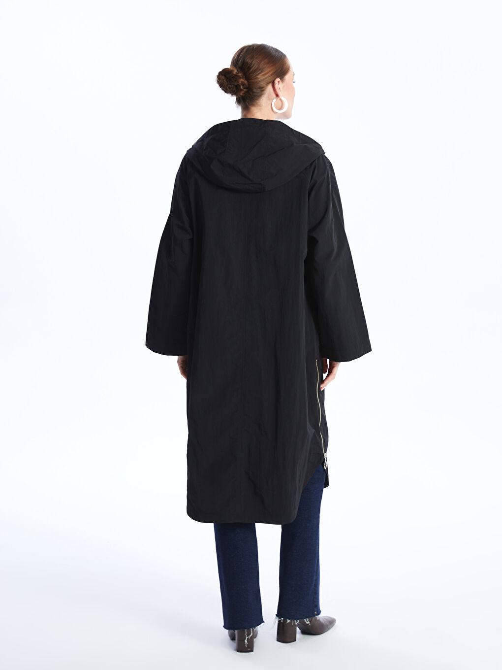 Hooded Plain Oversize Women's Trench Coat -S4AB67Z8-CVL
