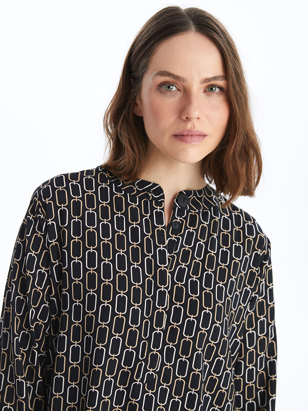 Crew Neck Patterned Oversize Women's Tunic -S4AB68Z8-LQJ