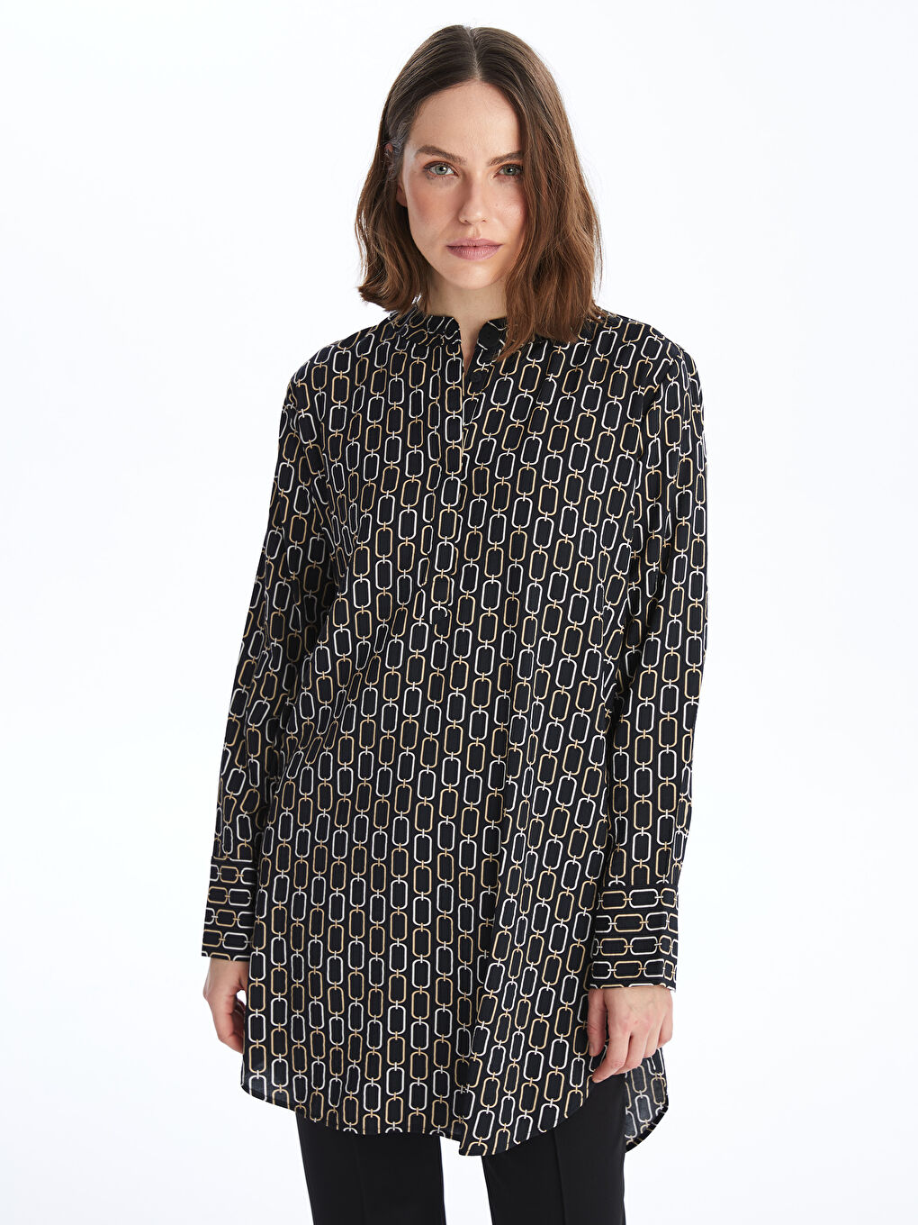 Crew Neck Patterned Oversize Women's Tunic -S4AB68Z8-LQJ
