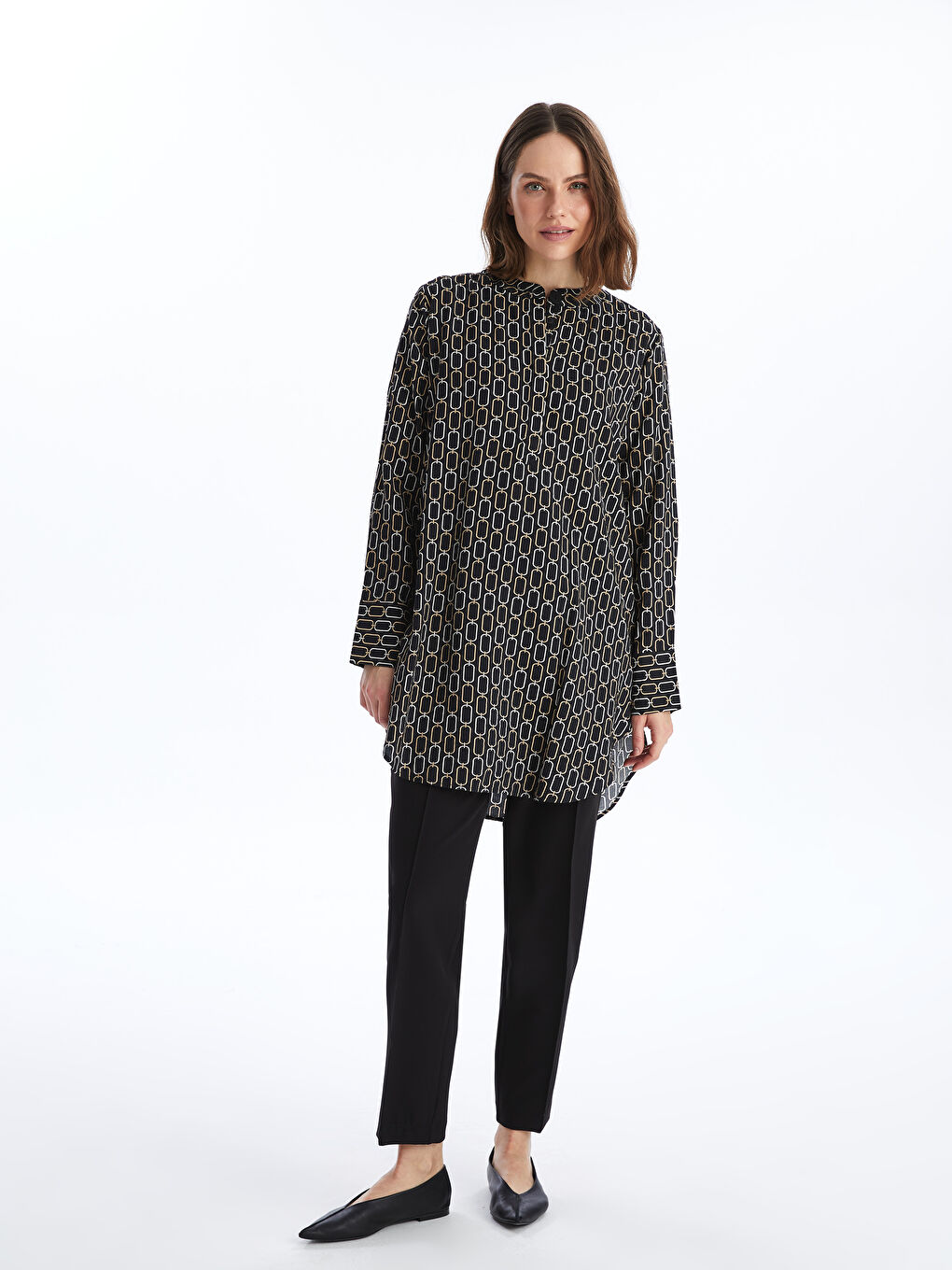 Crew Neck Patterned Oversize Women's Tunic -S4AB68Z8-LQJ