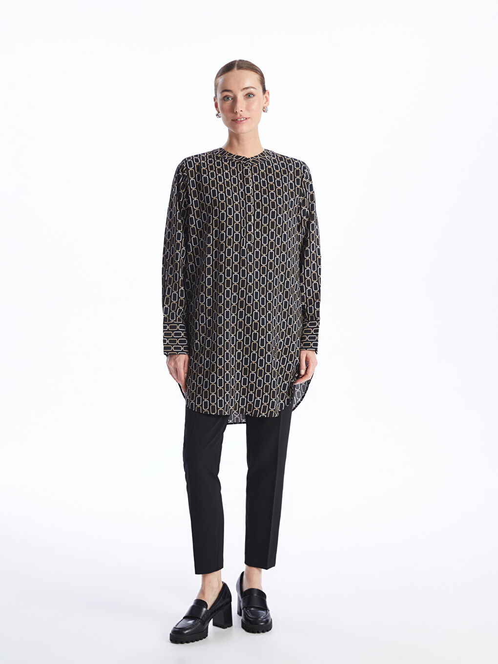 Crew Neck Patterned Oversize Women's Tunic -S4AB68Z8-LQJ