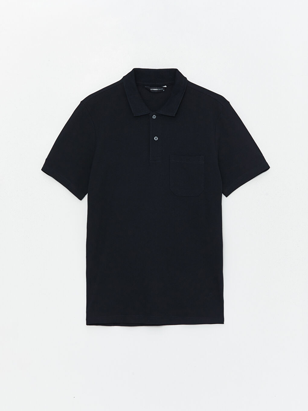 Siyah Polo Yaka Kısa Kollu Pike Erkek Tişört-5