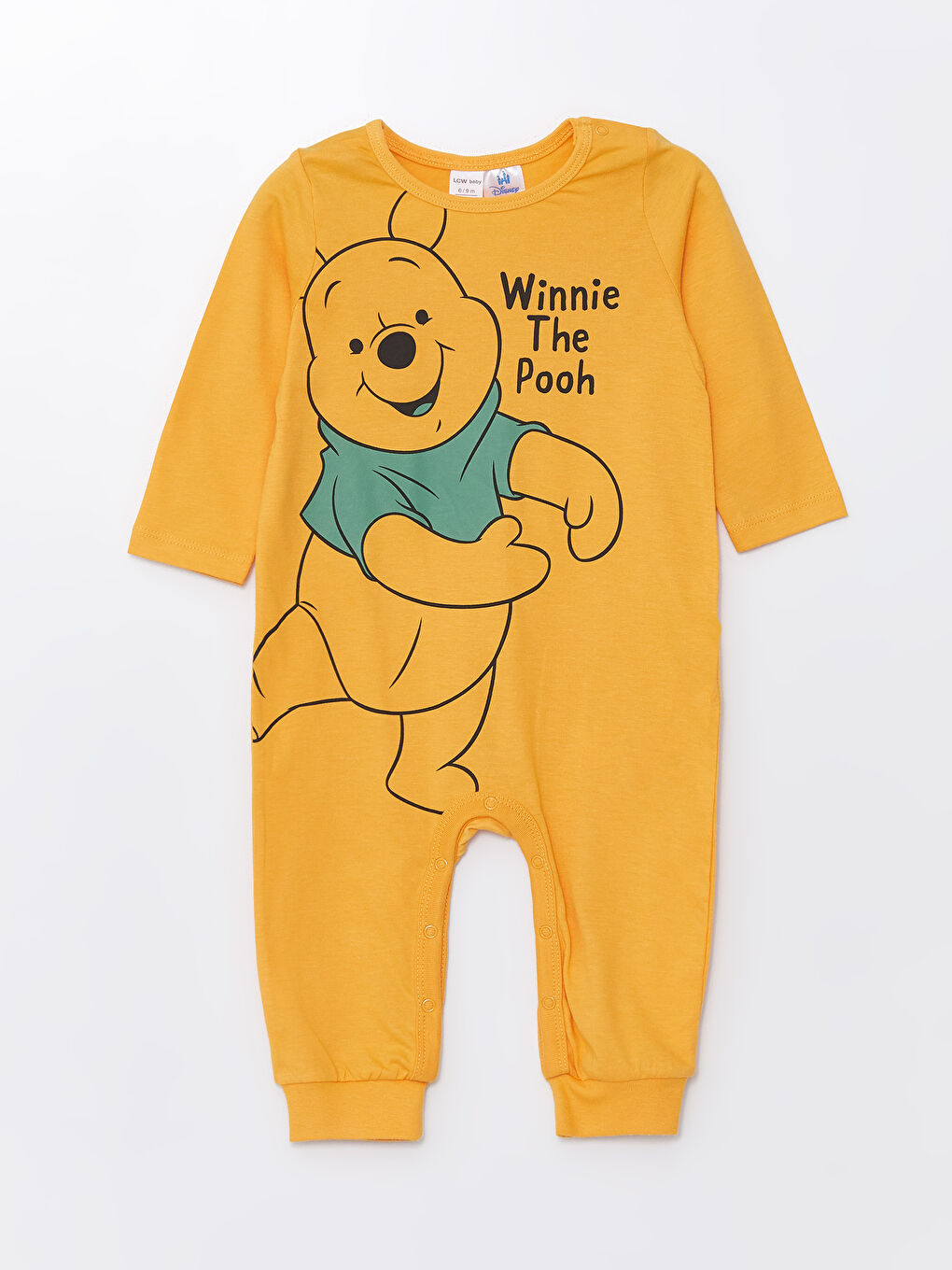 LCW baby Mat Yeşil Baskılı Bisiklet Yaka Winnie the Pooh Baskılı Erkek Bebek Tulum 2'li - 1