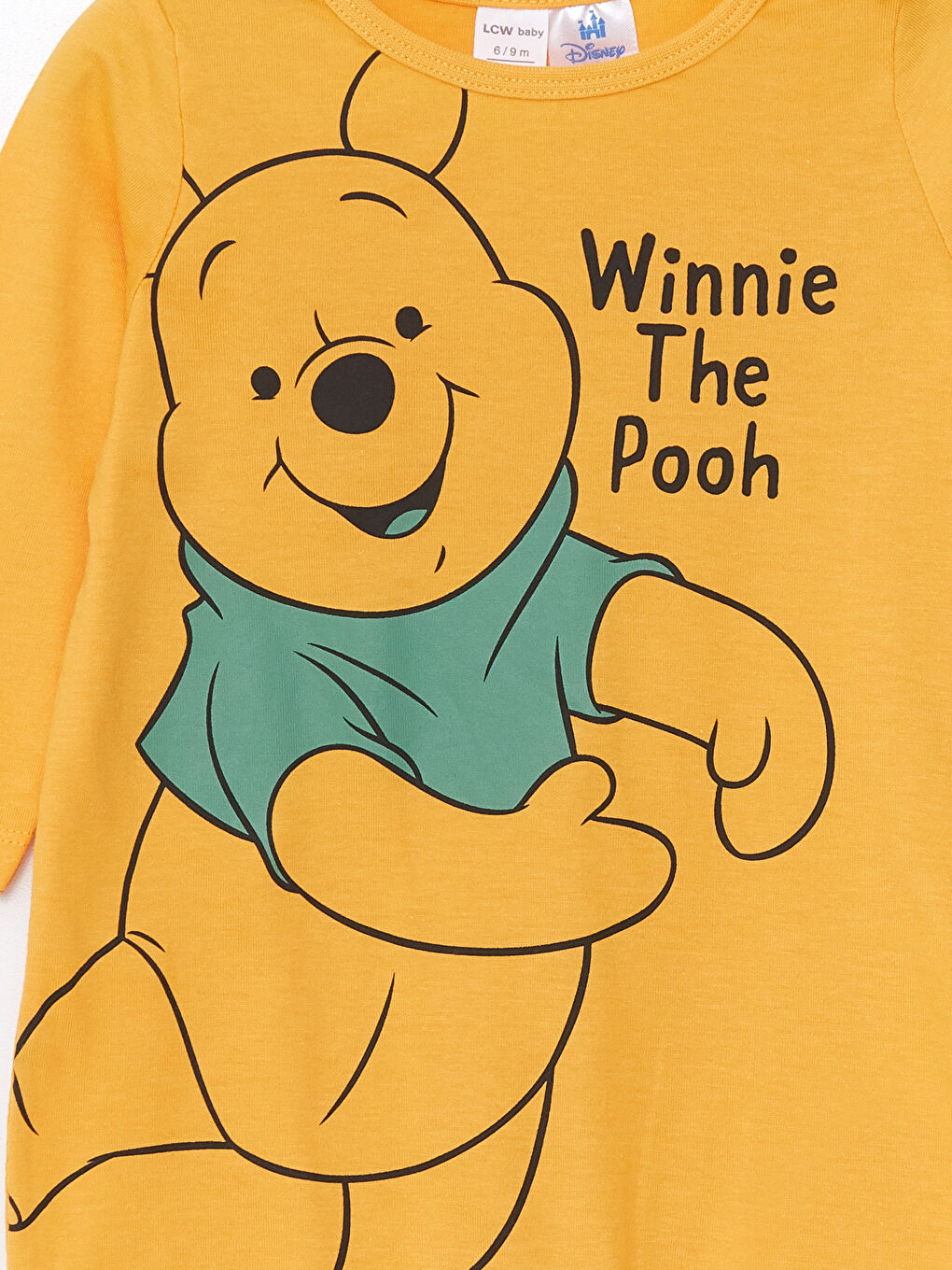 LCW baby Mat Yeşil Baskılı Bisiklet Yaka Winnie the Pooh Baskılı Erkek Bebek Tulum 2'li - 5