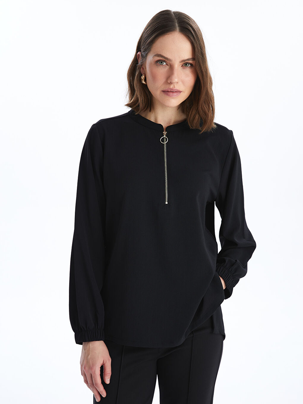 Crew Neck Regular Long Sleeve Women's Blouse -S4AC71Z8-CVL