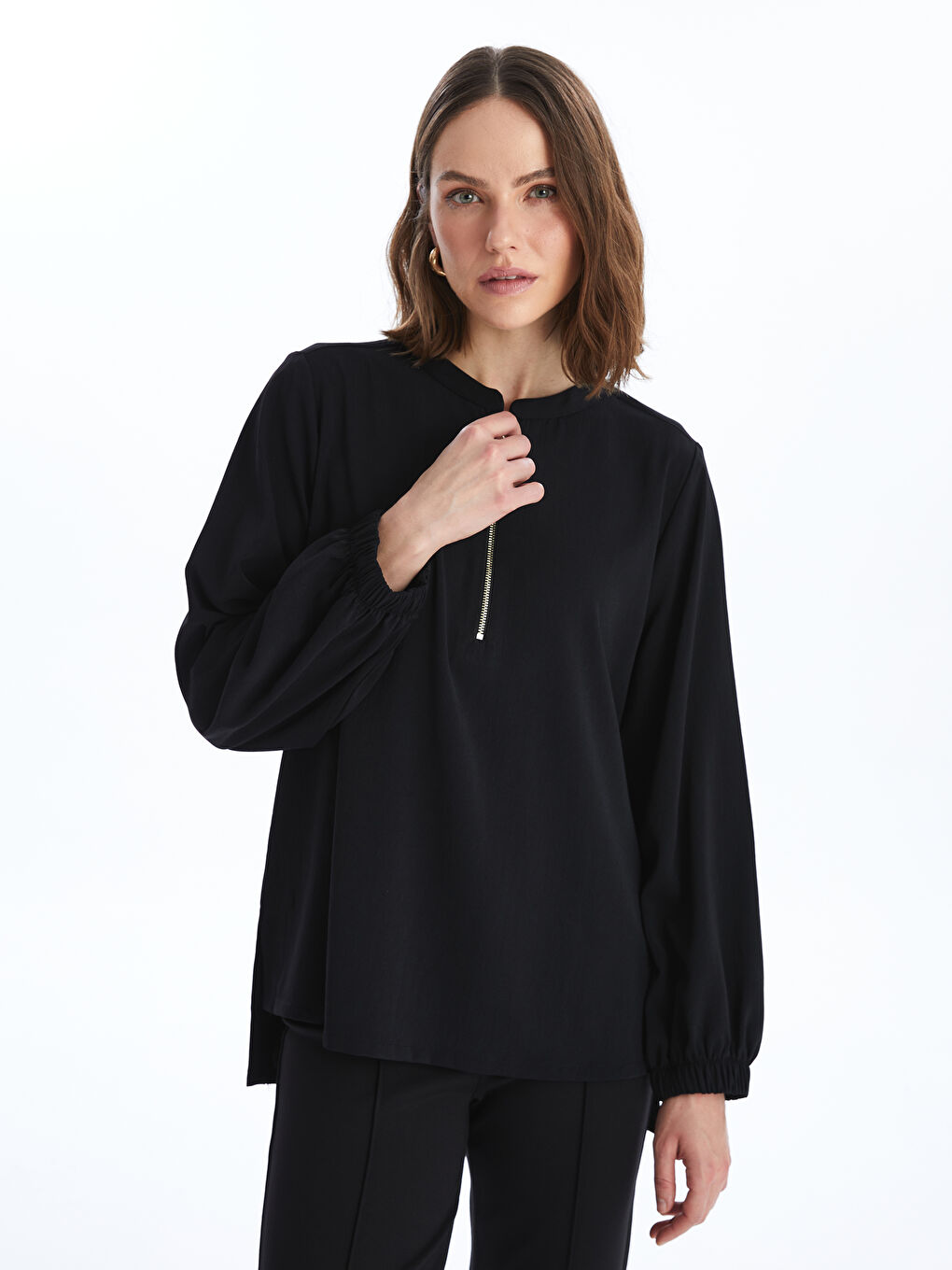 Crew Neck Regular Long Sleeve Women's Blouse -S4AC71Z8-CVL