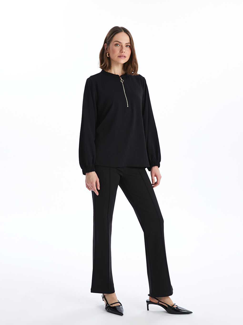 Crew Neck Regular Long Sleeve Women's Blouse -S4AC71Z8-CVL