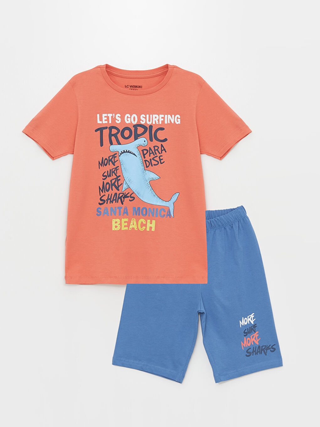Crew Neck Printed Short Sleeve Boys' Shorts Pyjama Set -S4AC82Z4-H1G