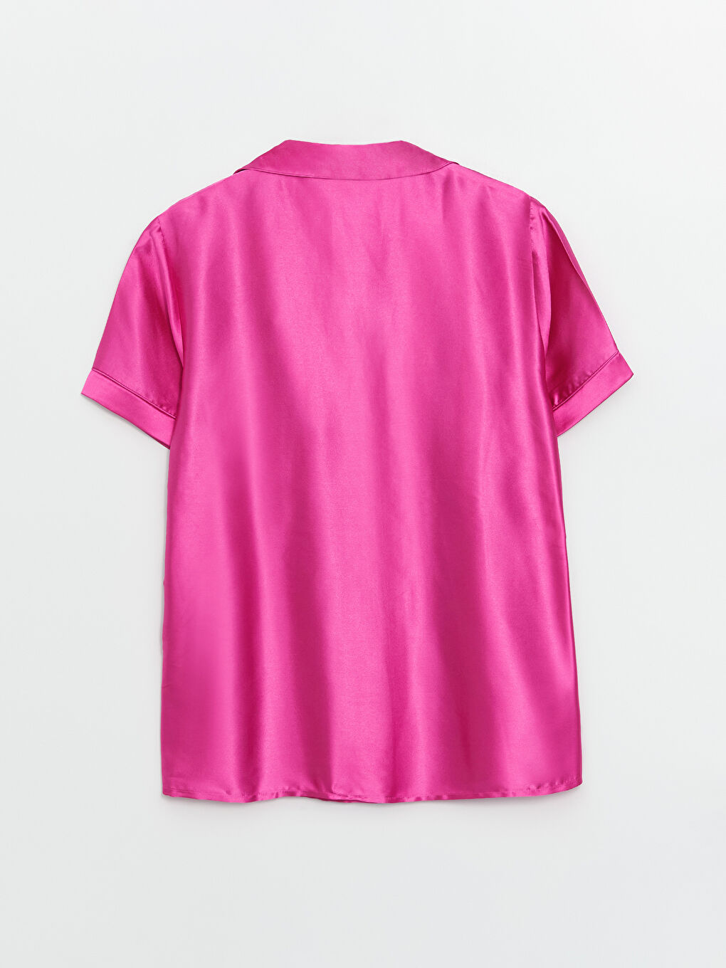 Әйелдерге арналған жағалы мойын өрнексіз қысқа жең сатин пижама жинағы-7