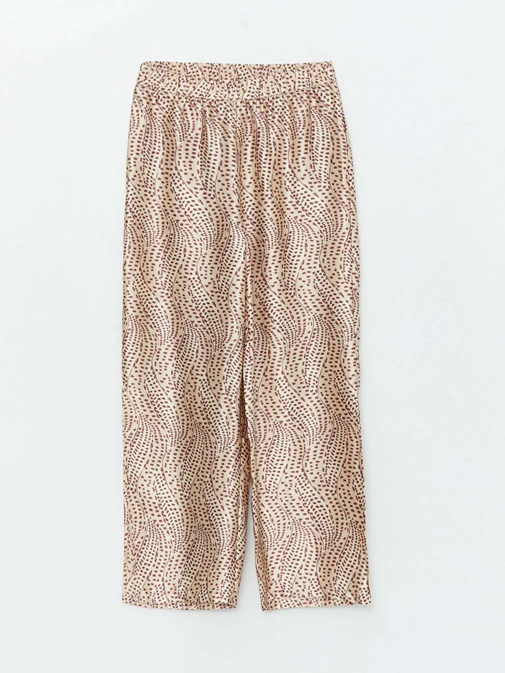 Bej Beli Lastikli Desenli Kadın Pijama Alt