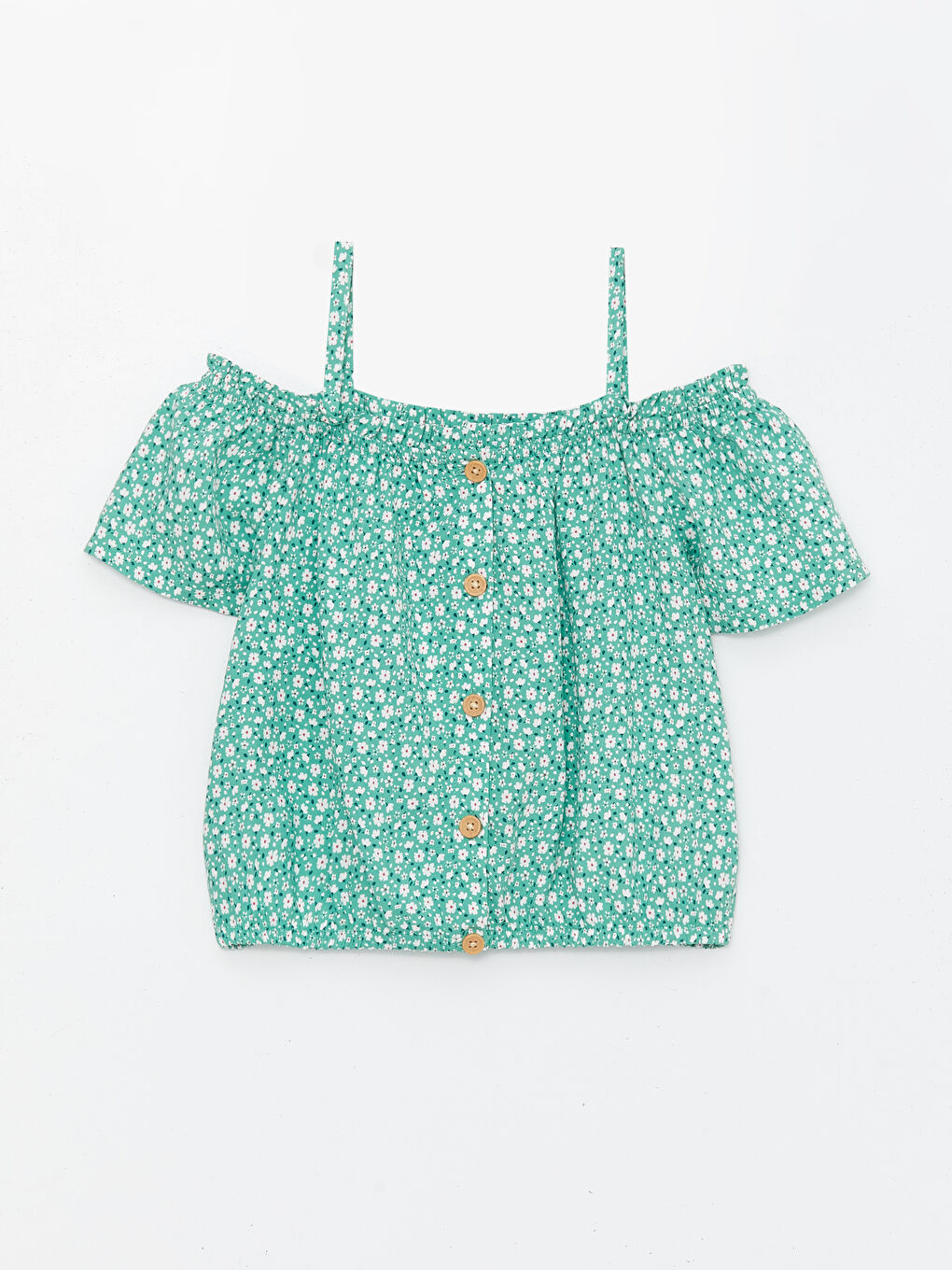 Slash Neck Floral Short Sleeve Girls' Blouse -S4AD65Z4-LRK