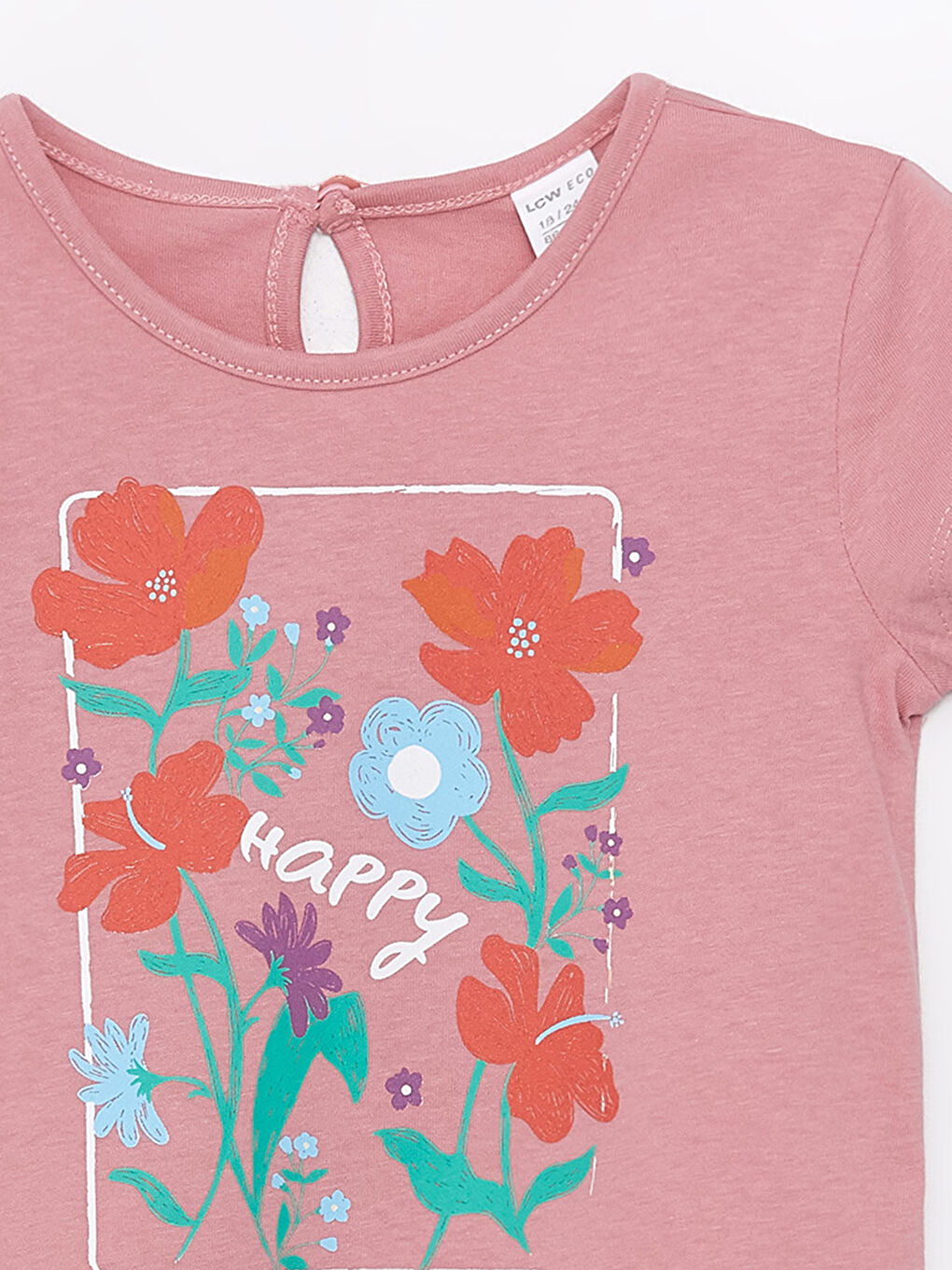 تيشيرت كم قصير مطبوع بياقة دائرية للبنات الرضع-2