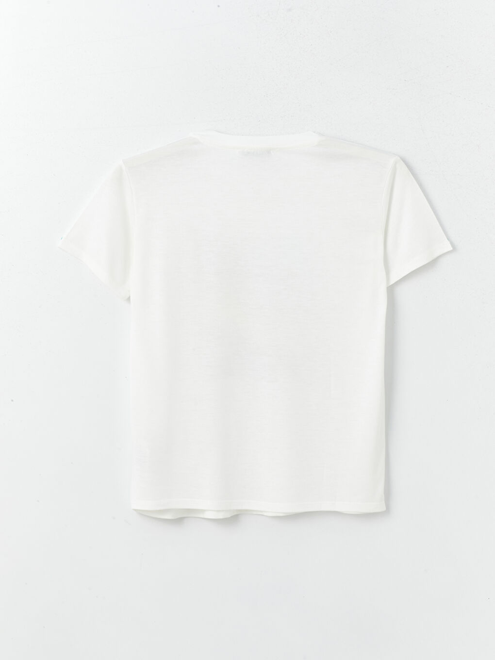 Ekru Bisiklet Yaka Baskılı Kısa Kollu Kadın Tişört-6