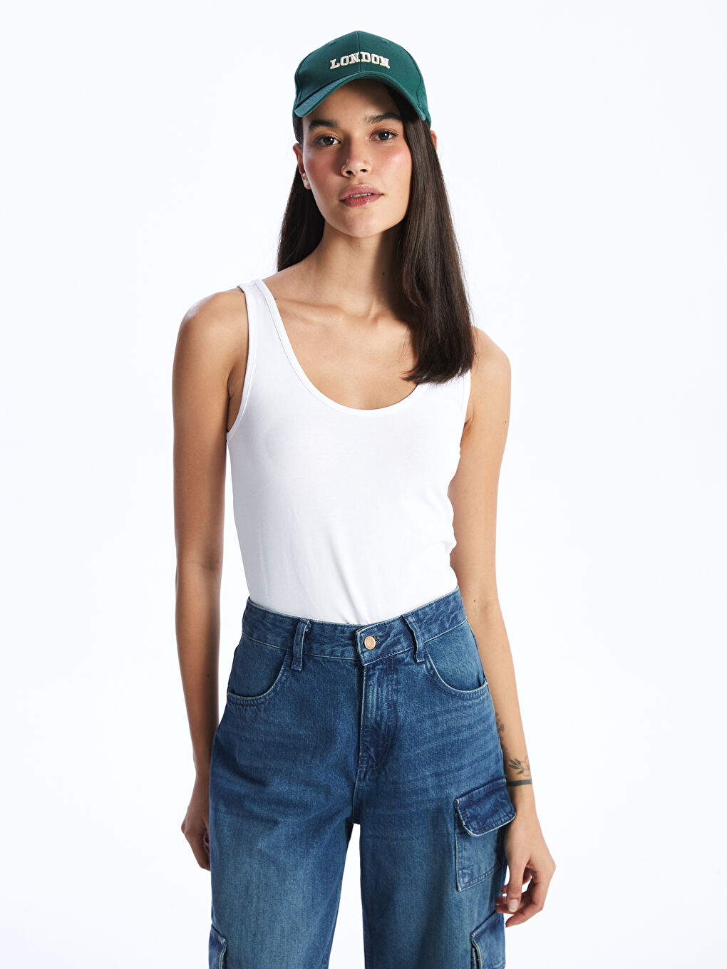 Female U-Neck Plain Singlet -S4AE11Z8-Q6K