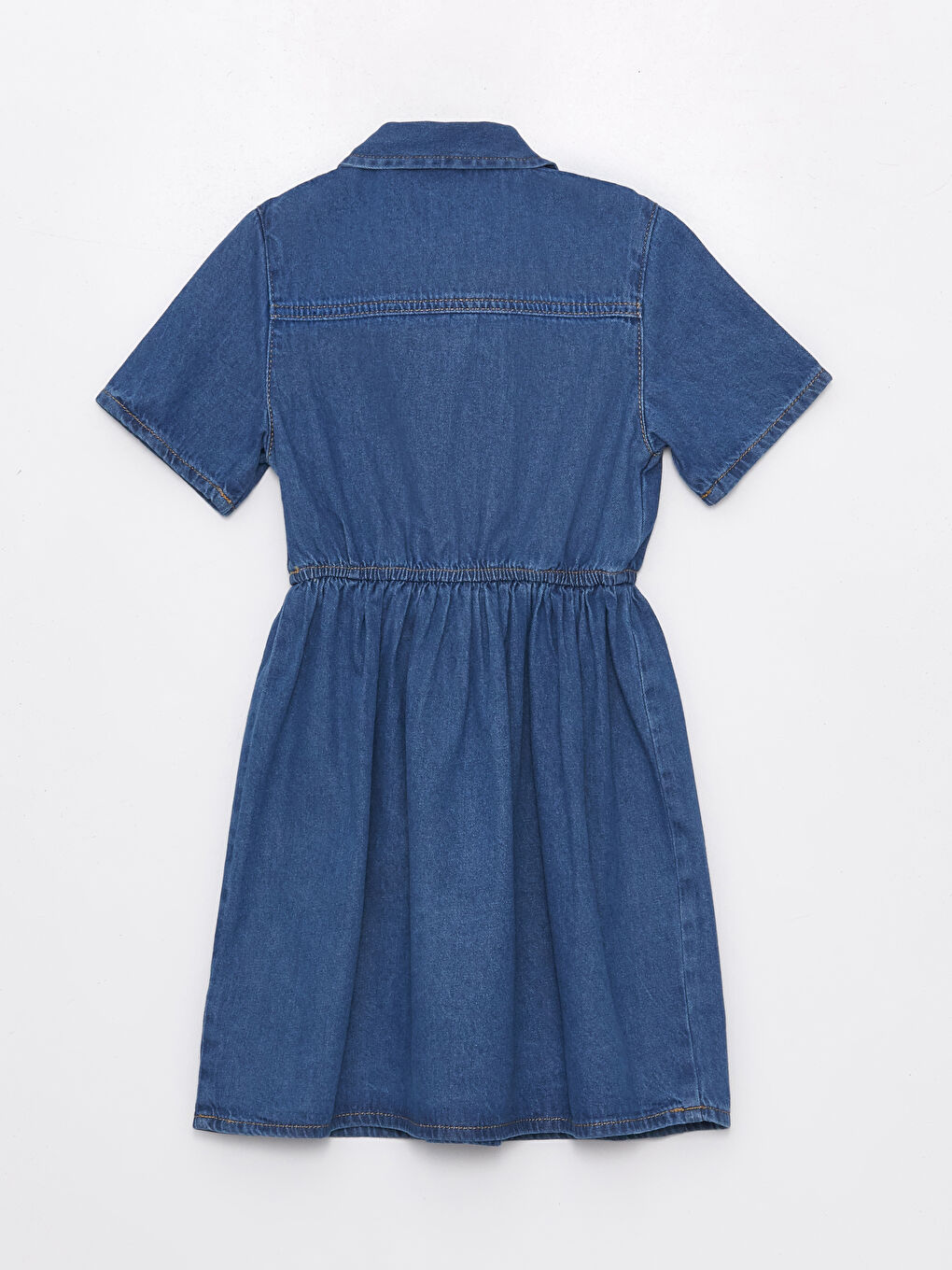 Short Sleeve Girl's Jean Shirt Dress -S4AE13Z4-H45