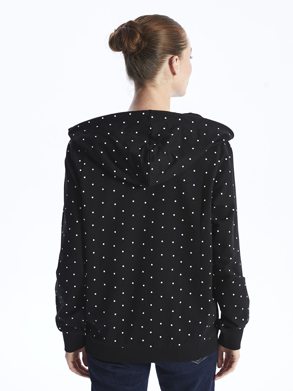 LCWAIKIKI Basic Hooded Polka Dot Long Sleeve Women's Zip-Up Sweatshirt -S4AE20Z8-LQJ