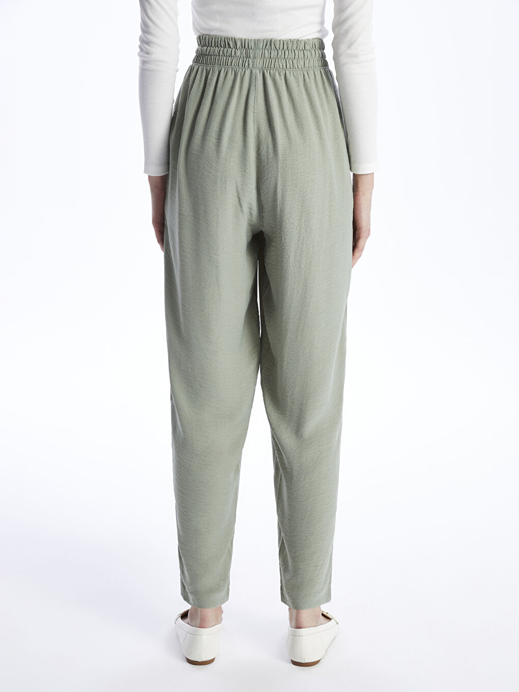 Elasticated Waist Relaxed Fit Women's Trousers -S4AE22Z8-VHK