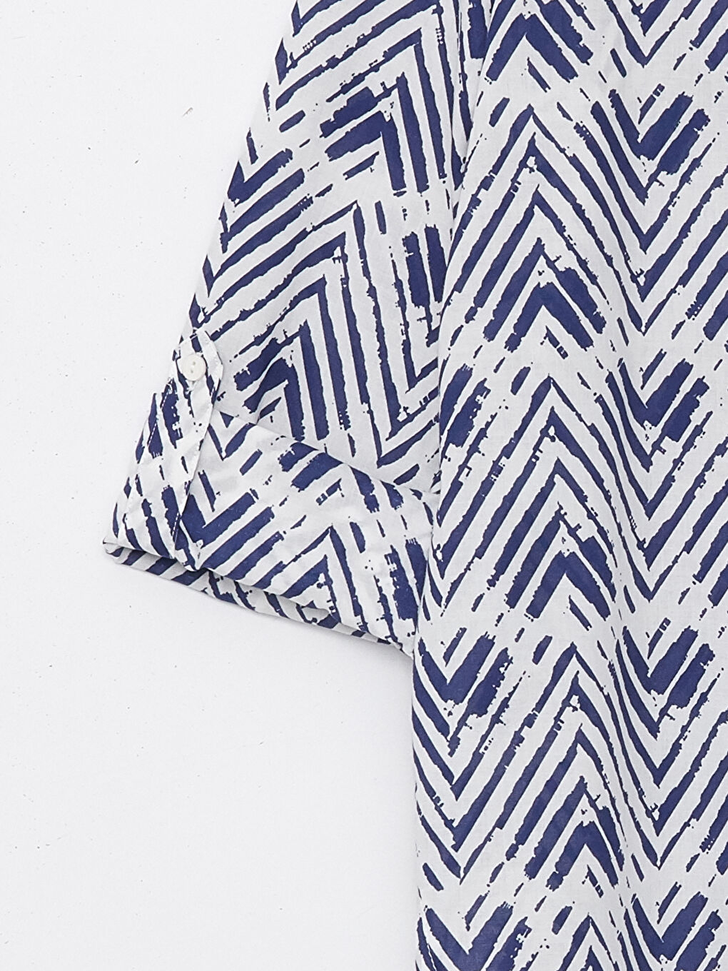 İndigo Desenli Uzun Kollu Poplin Kadın Gömlek-7