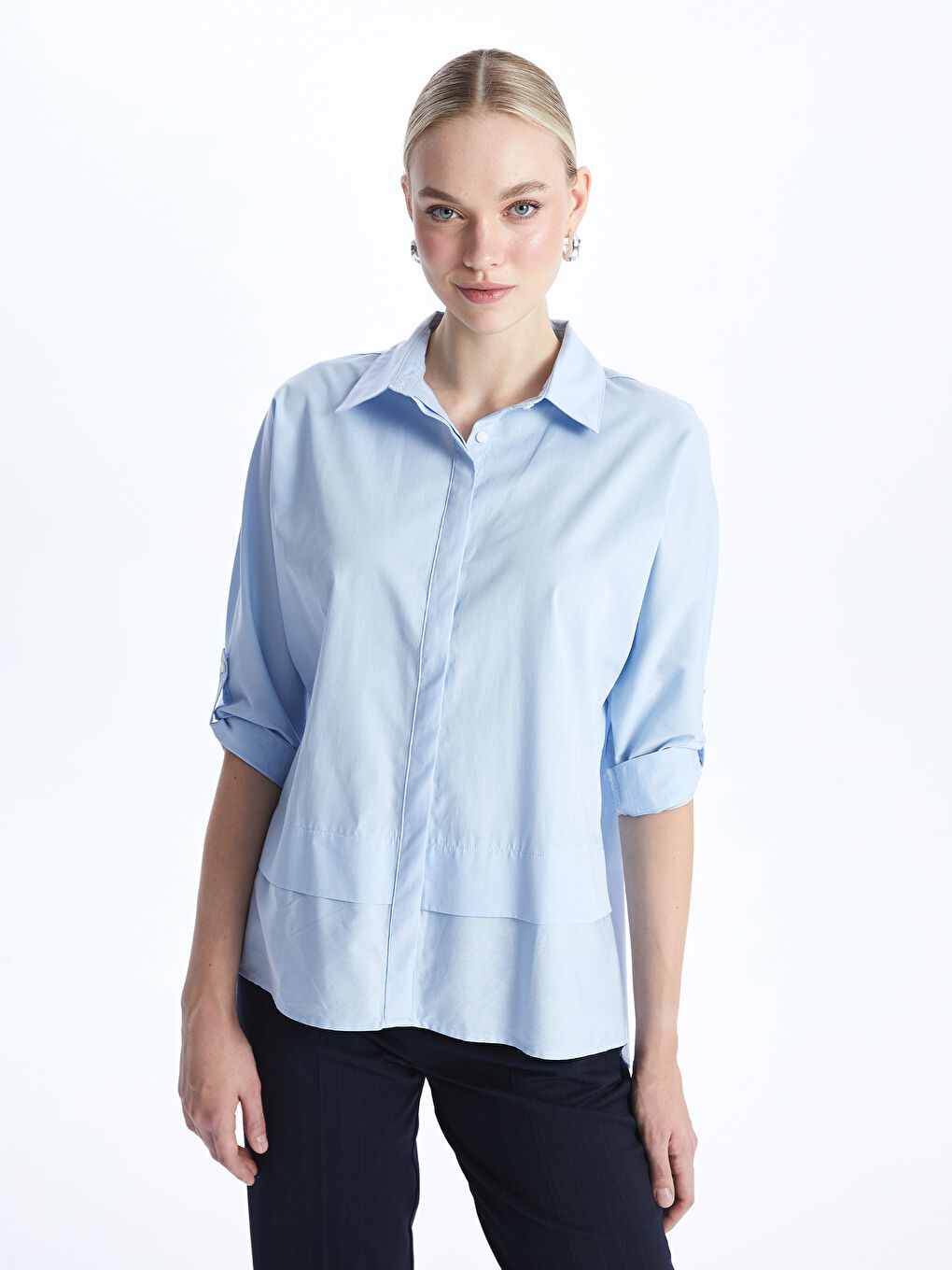 Women's Plain Poplin Shirt-1