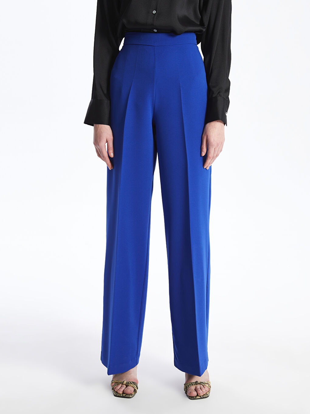 Slim Fit Plain Wide Leg Women's Trousers -S4AE43Z8-V22