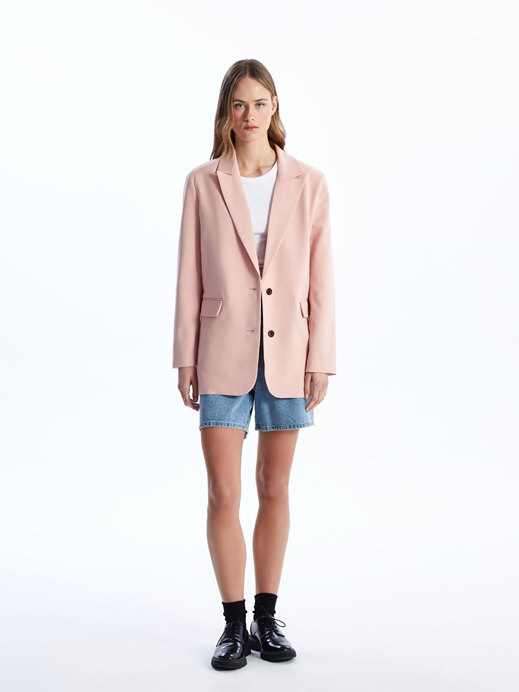 LCW Vision Plain Long Sleeve Women's Blazer Jacket -S4AE46Z8-FLK