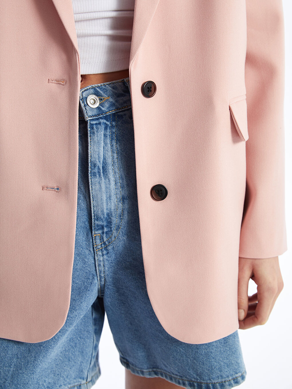 LCW Vision Plain Long Sleeve Women's Blazer Jacket -S4AE46Z8-FLK
