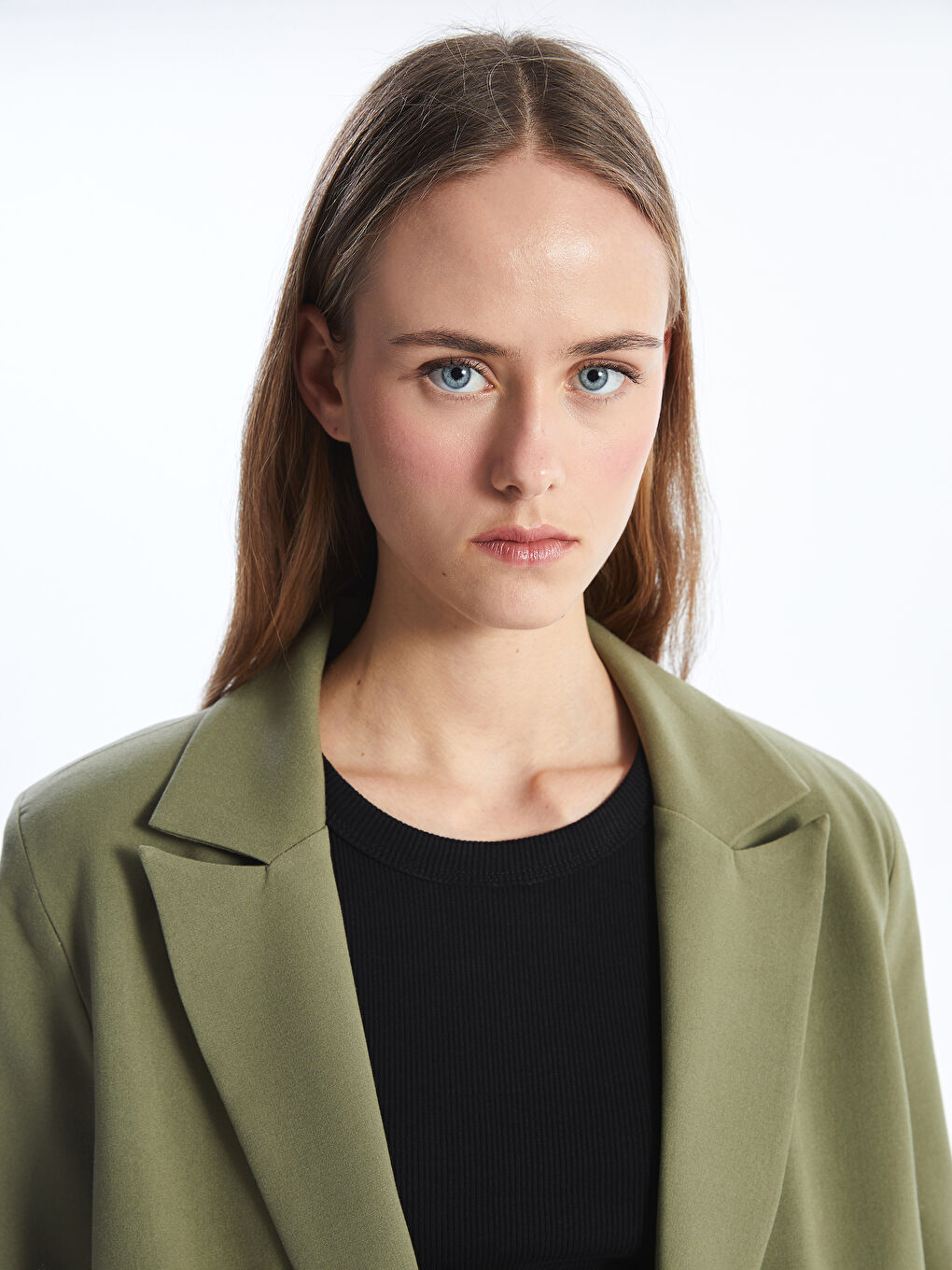 LCW Vision Plain Long Sleeve Women's Blazer Jacket -S4AE46Z8-GYA