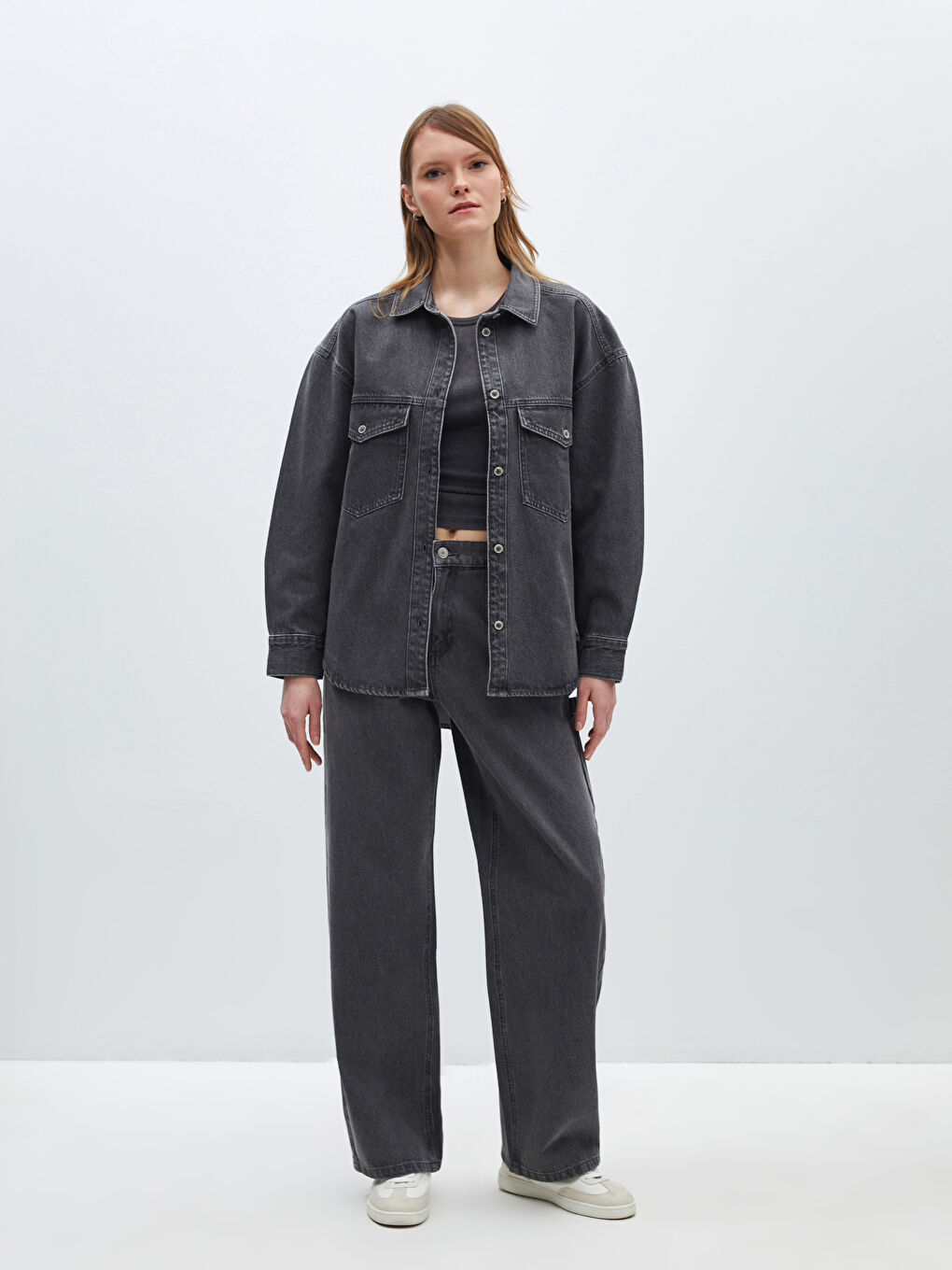 Oversize Women's Denim Shirt Jacket-2