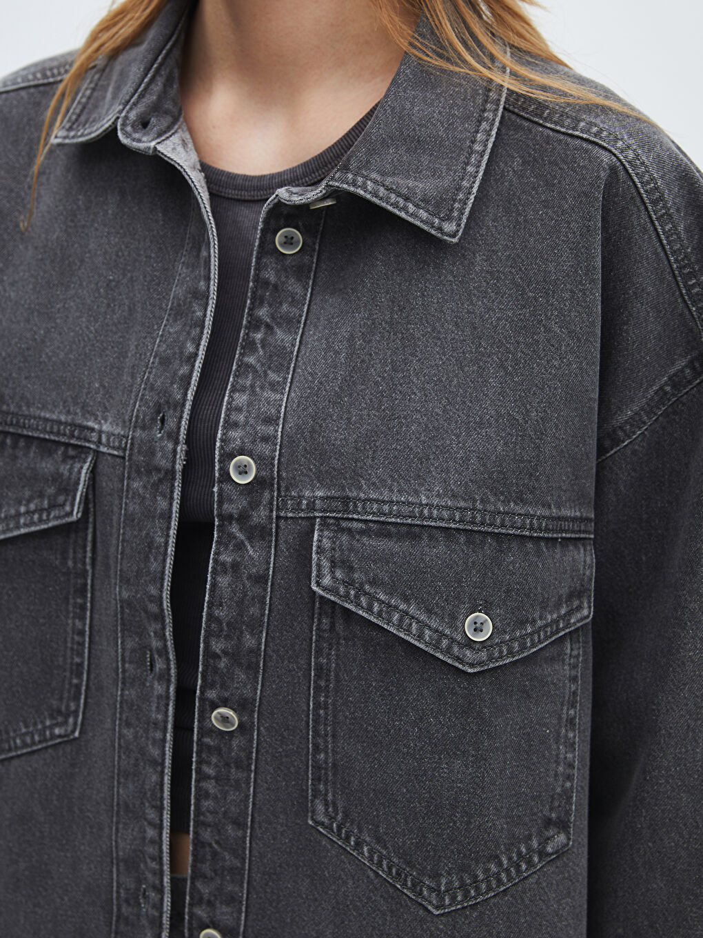 Oversize Women's Denim Shirt Jacket-3