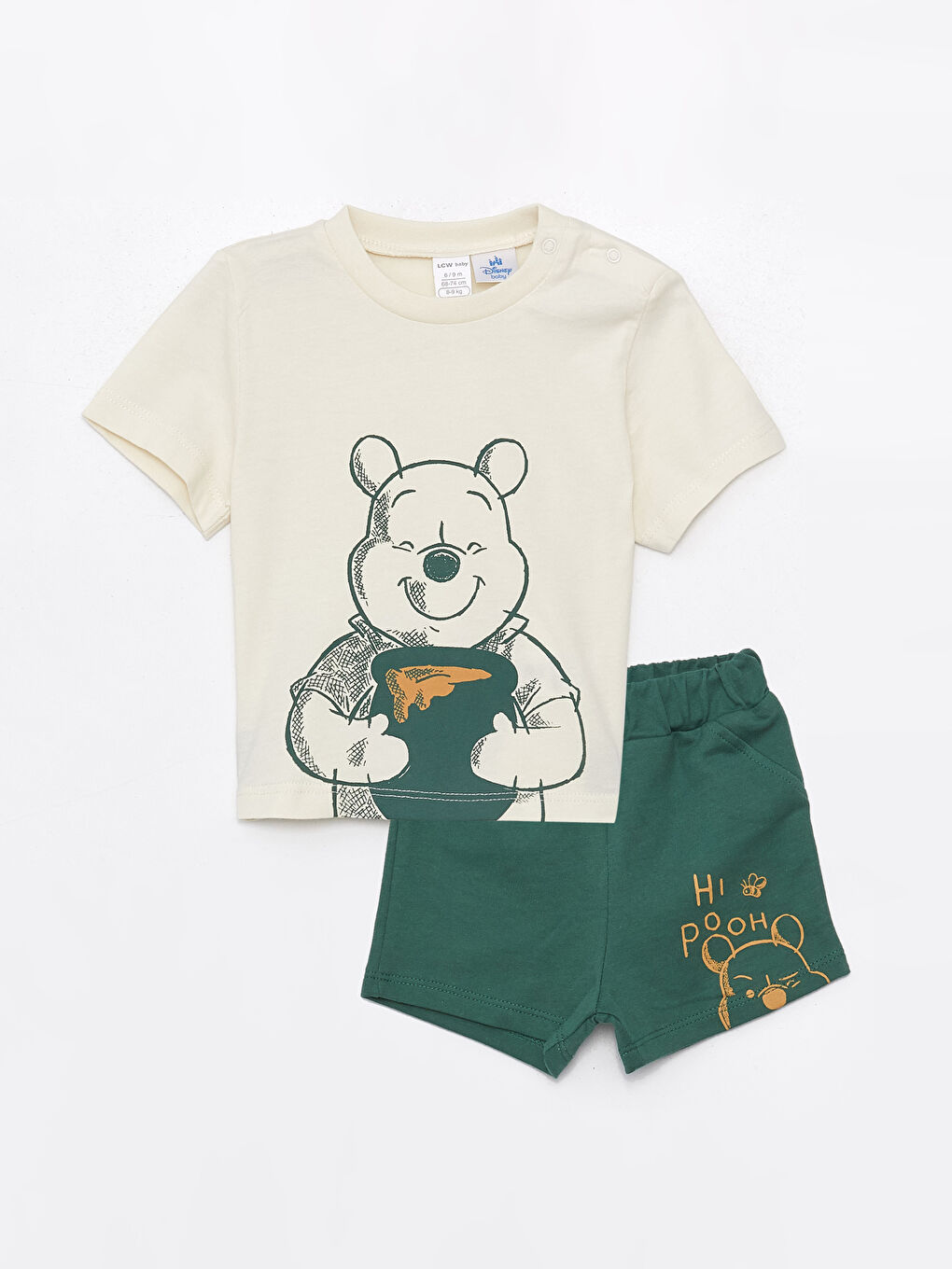 Crew Neck Winnie the Pooh Printed Baby Boy T-Shirt and Shorts 2-Piece Set -S4AE60Z1-FEJ