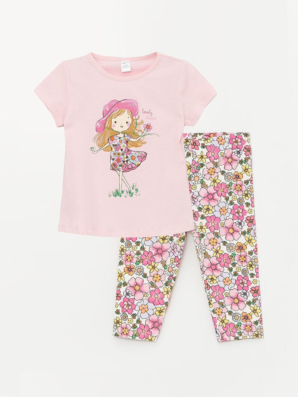 Круглый вырез Футболка с коротким рукавом и Колготки для малышек девочек, комплект из 2 упаковок