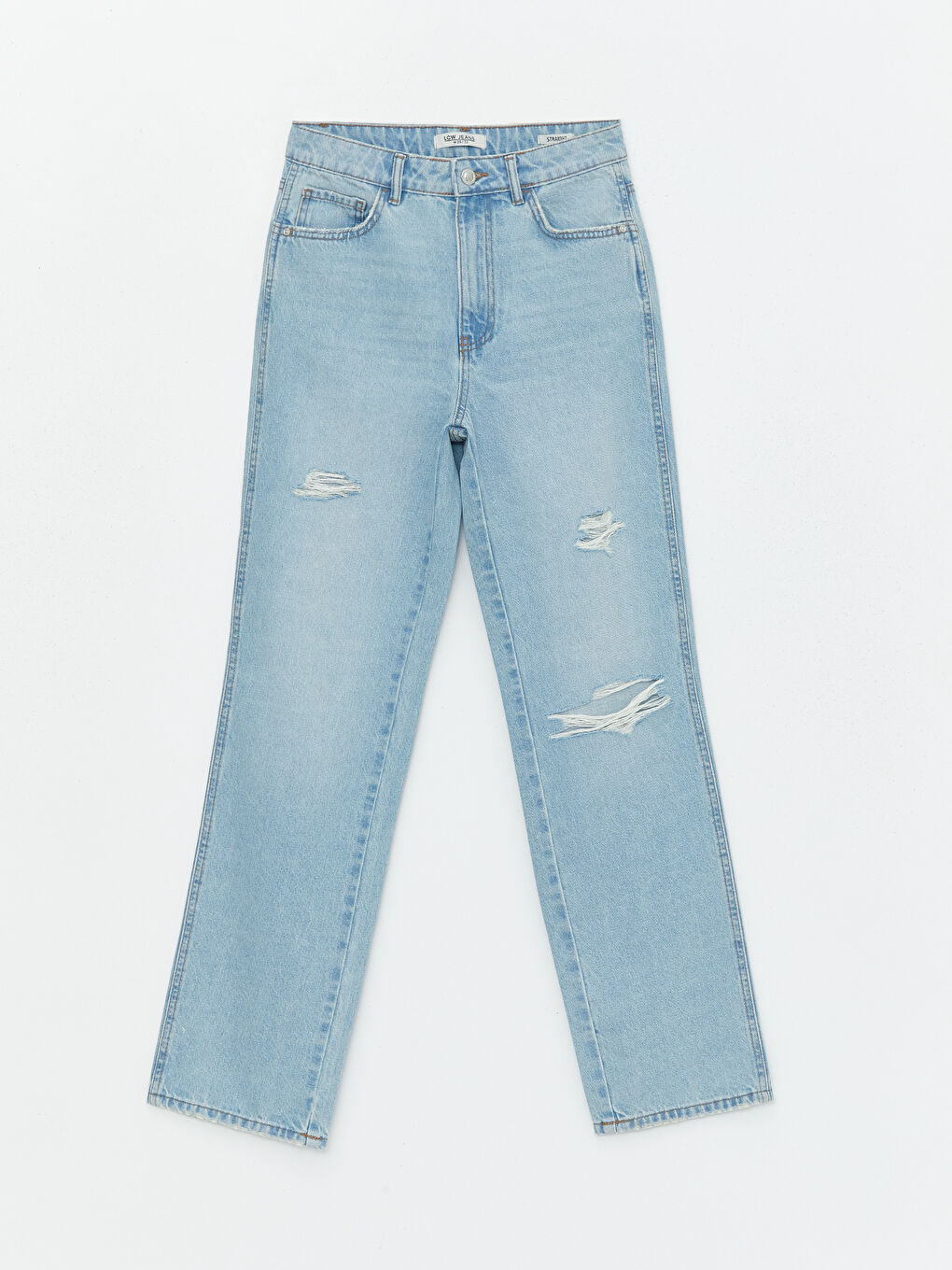 პირდაპირი მორგება დახეული დეტალებით ქალებისთვის ჯინსი-5